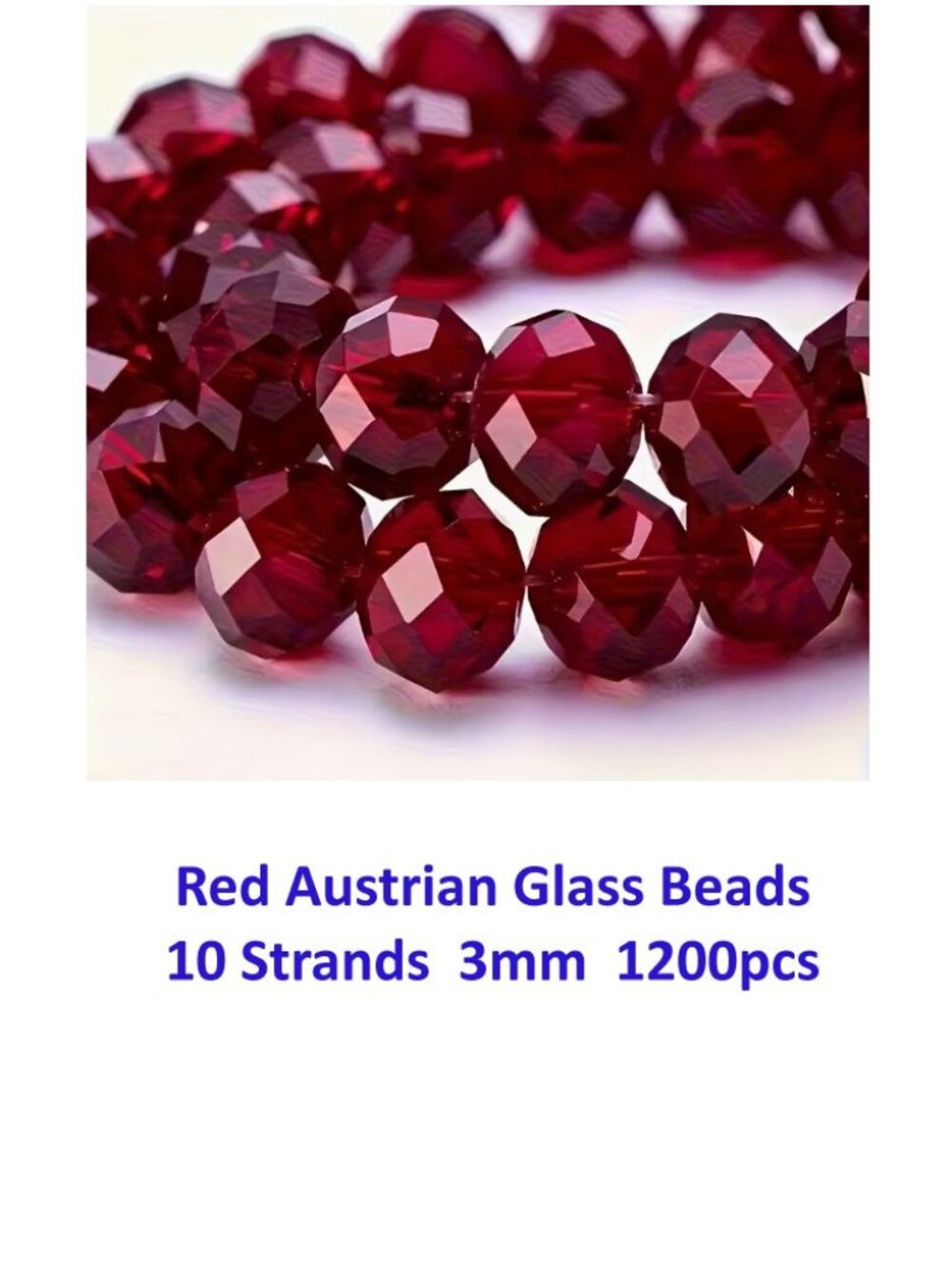 Red Austrian Glass Beads 10 Strands 3mm